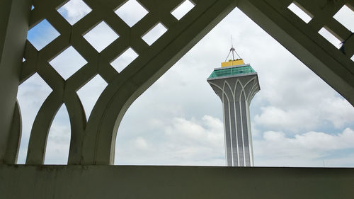 Low angle view of building against cloudy sky