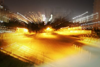 View of illuminated city at night