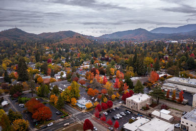 High angle view of townscape against sky