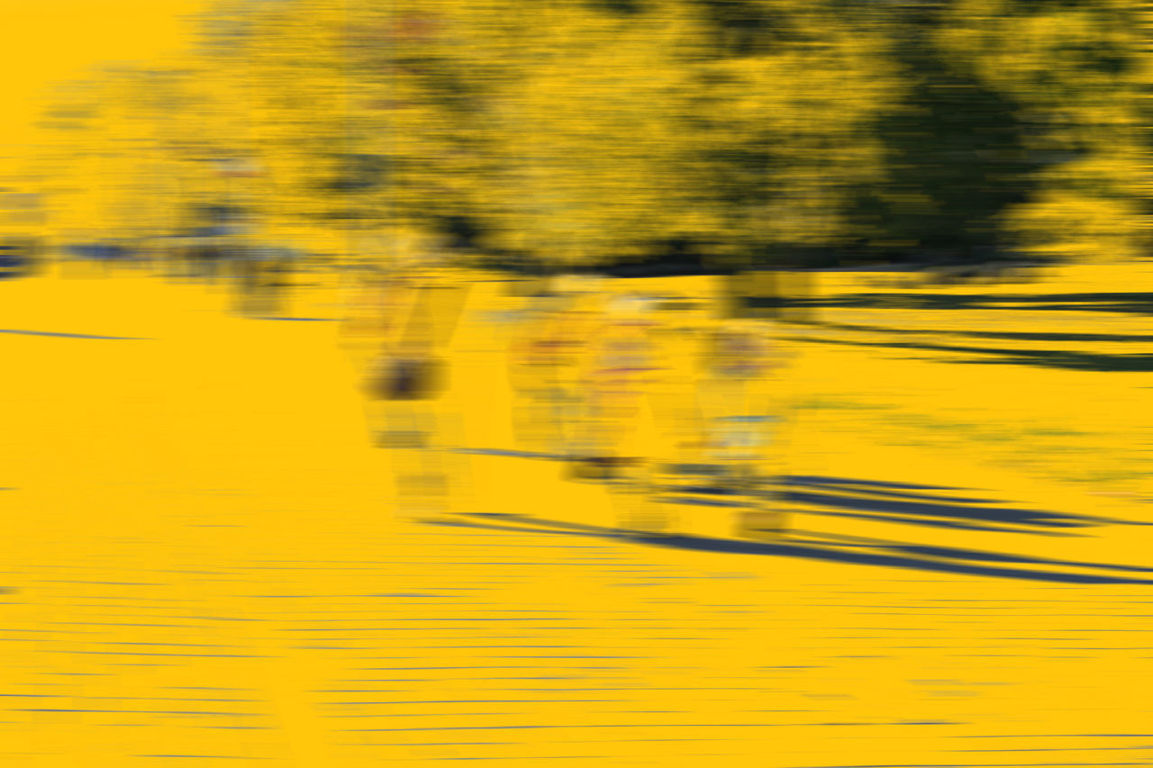 blurred motion, yellow, speed, motion, no people, outdoors, day