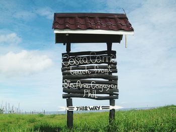 Information sign on field