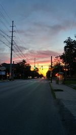 Empty road at sunset