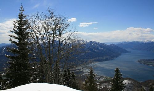 Scenic view of mountains against cloudy sky