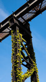 Low angle view of cross against clear blue sky