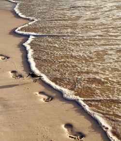 High angle view of surf on beach