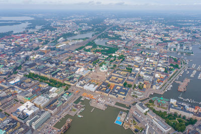 Helsinki downtown cityscape, finland. cathedral square, market square, 