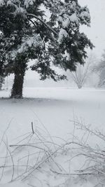 Scenic view of frozen landscape against sky