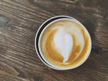 Directly above shot of cappuccino on table