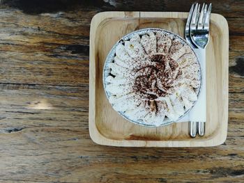 High angle view of cake on table