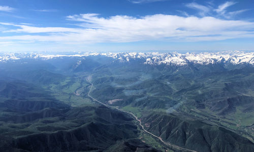 Aerial view over the colorado rocky mountain