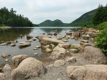 Scenic view of lake against sky