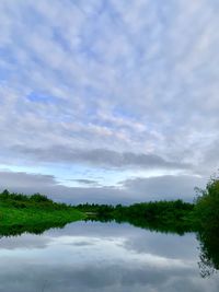 Scenic view of lake against sky