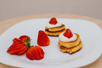 Close-up of dessert in plate on table