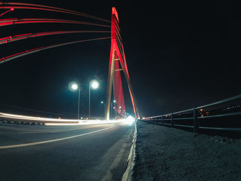 Light trails on road at night