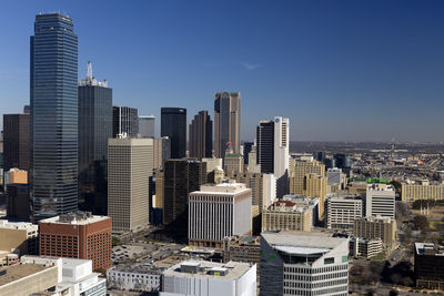 Ariel view of modern city skyline