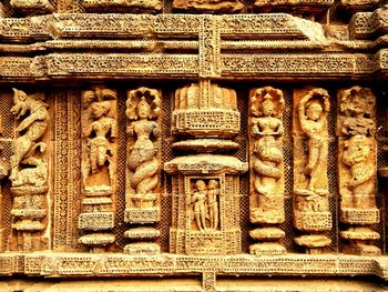 Close-up of carvings on wall