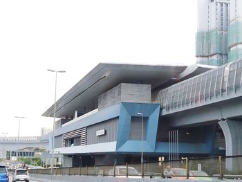 Modern building against clear sky in city