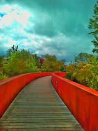 Empty road against cloudy sky