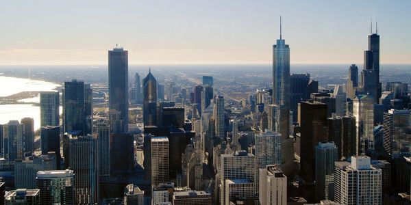 View of skyscrapers in city