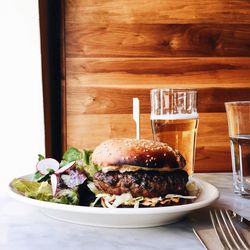 Close-up of food on table