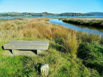 Scenic view of lake against sky