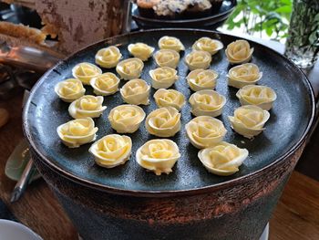 High angle view of food on table
