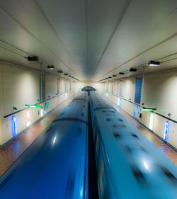 Blurred motion of illuminated tunnel