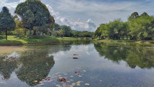 Scenic view of lake against sky