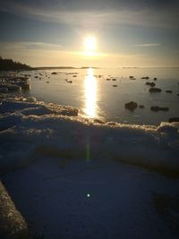 Scenic view of sea at sunset