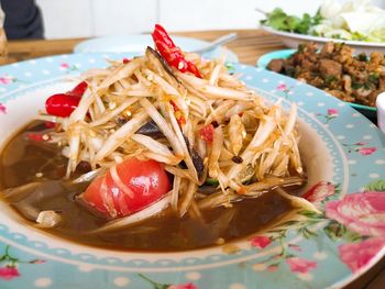 Close-up of meal served in plate