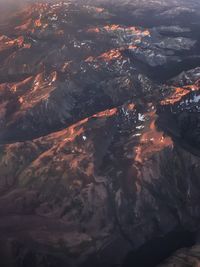 High angle view of illuminated mountain