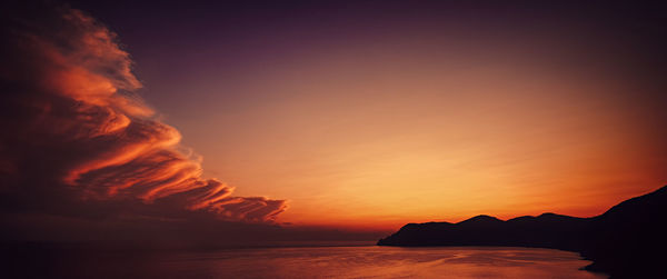 Scenic view of sea against sky during sunset