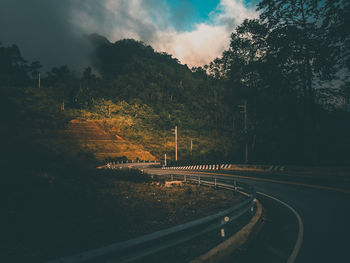 Road by trees against sky