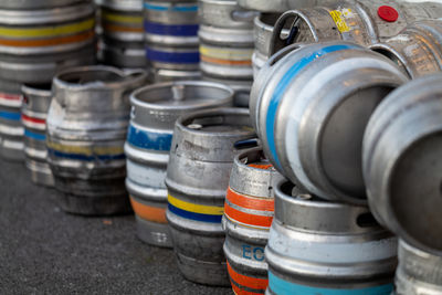 High angle view of colorful containers