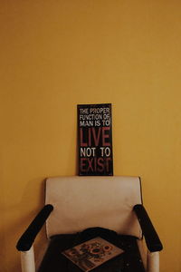 Information sign on wall at home