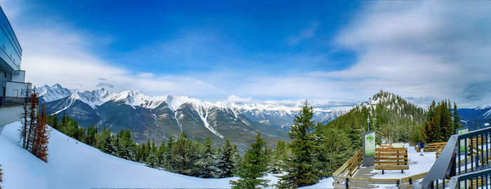 Panoramic shot of snowcapped mountains against sky