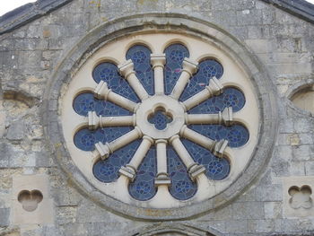 Low angle view of ornate carving on building