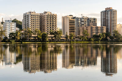 Reflection of buildings in water