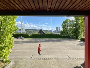 People in park against sky