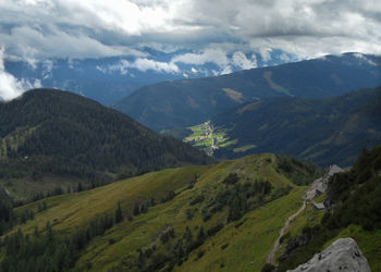 Scenic view of mountains against sky