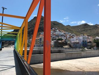 Rainbow painted bridge in spain