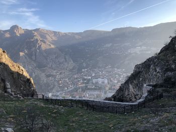 Scenic view of mountains against sky