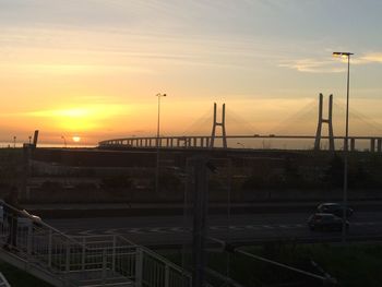 View of bridge at sunset