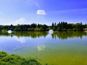 Scenic view of lake against sky