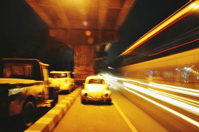 Blurred motion of train at night