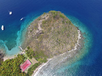 Aerial view of mountain and sea 