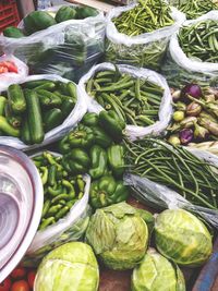 Vegetables for sale at market stall