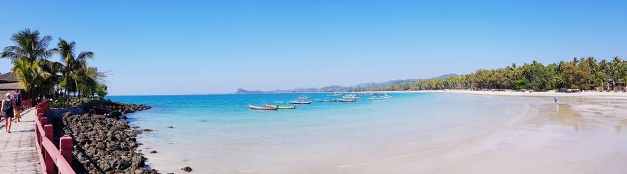 Scenic view of sea against clear sky