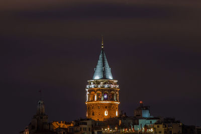 Low angle view of building at night