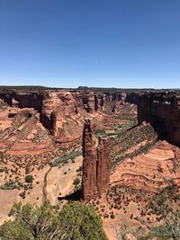 Rock formations on landscape against clear sky